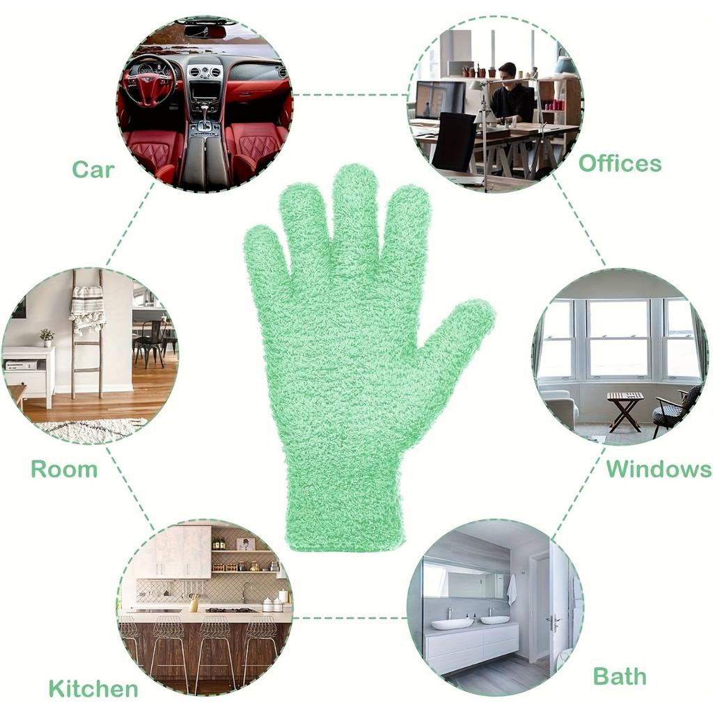Ultra Fine Fiber Dust Removal Gloves - Coral Fleece Fabric, Elastic and Breathable, Easy To Clean Dust On Car, Boat and Plant Surfaces