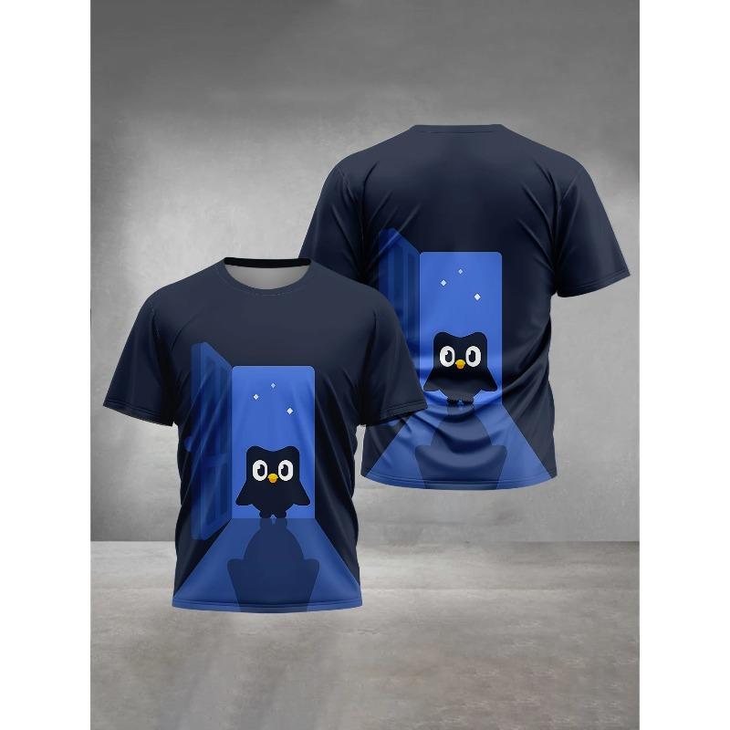 3D-gedruckte Herrenbekleidung Herren Damen Allgemeine Outdoor-Bekleidung Geeignet für Cartoon Duolingo Herren Bequemes T-Shirt Oberteile
