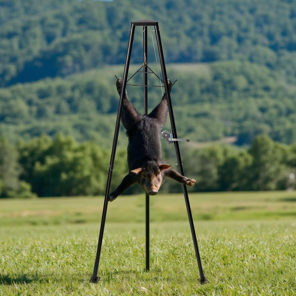 Stativ Wild-Heber, 500 lbs Tragfähigkeit, Jagdwild-Heber Winde Lift mit Wildhaken & Manueller Winde, Jagdwild-Abhäuten und Reinigungszubehör für