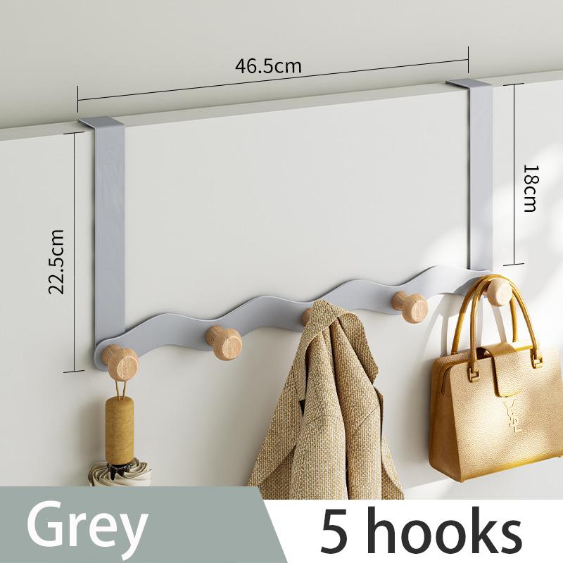 Wave Shape Hook Behind The Door No Punching Required Iron Raw Wood Hanging Clothes Hook Bedroom Wall Storage Clothes Hanger