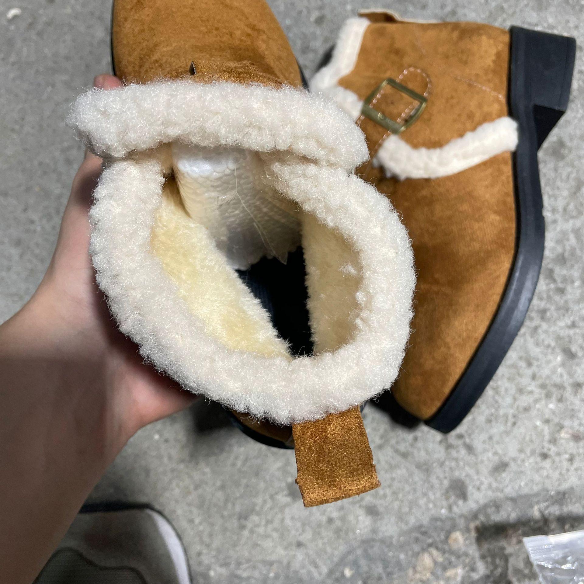 Осенне-зимние женские хлопковые ботинки больших размеров на толстой подошве — фото 11