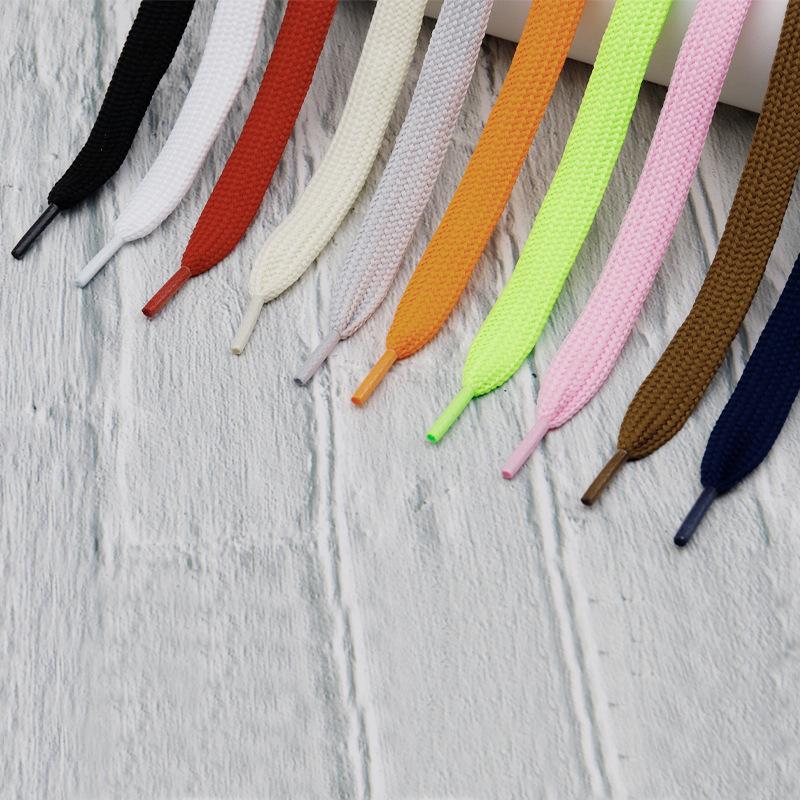 Kurojin McQueen 1.8cm Wide Flat Canvas Shoelaces - Solid Color Casual Sports Shoes