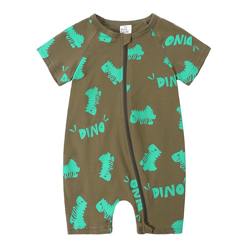 Kids Tales Lion Romper: Newborn Short Sleeve Double Zipper Jumpsuit