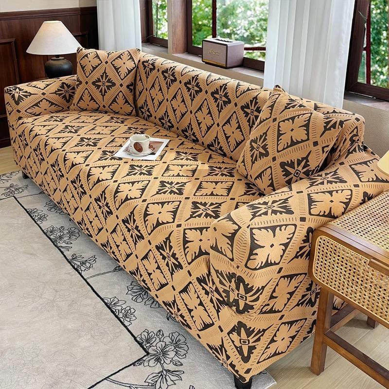Season Universal Elastic Full Cover Sofa Cover Anti Slip and Anti Cat Scratch Straight Row One Piece Sofa Cushion 90-140cm