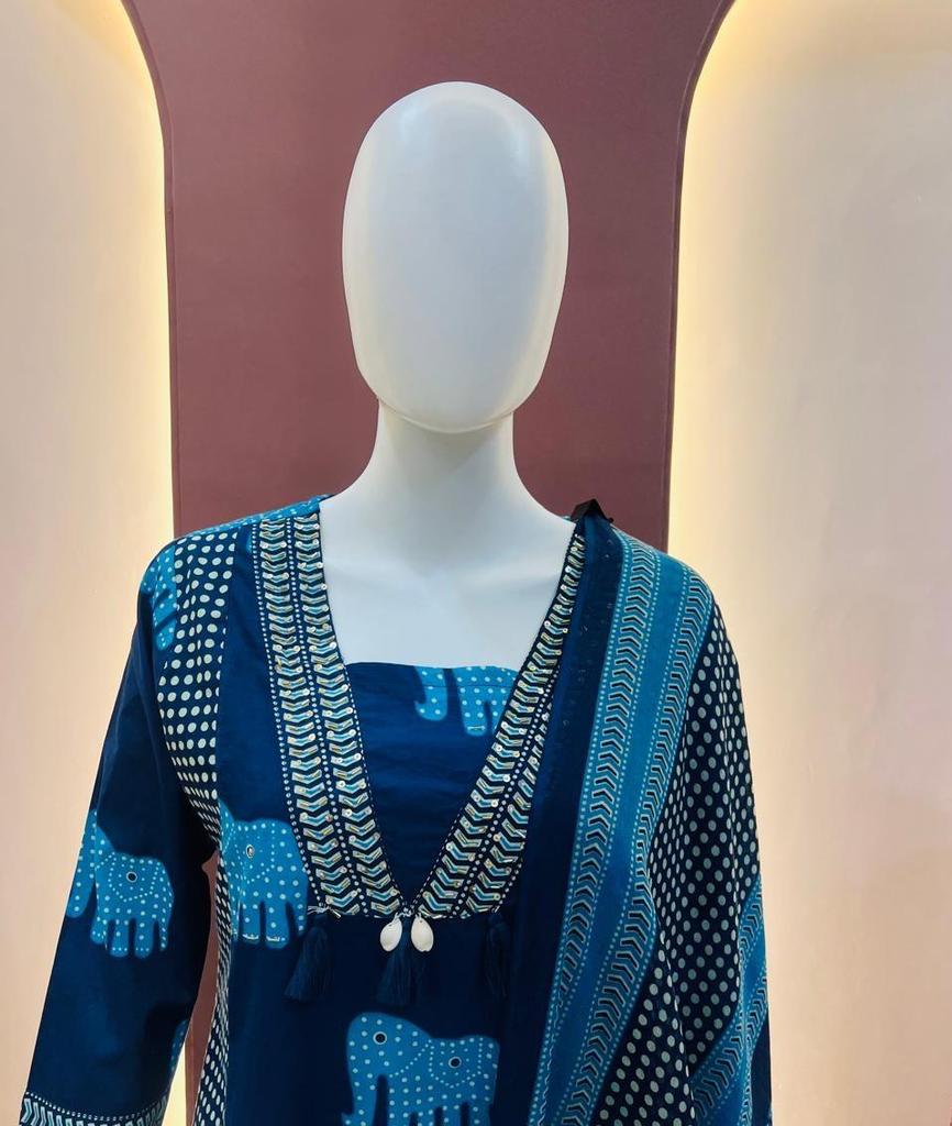 Indian Women Designer Kurta Pant Dupatta Set Bollywood Top Tunic Kurti Salwar Suit Dress