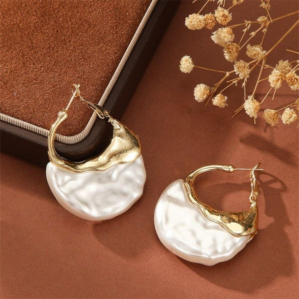Irregular Shape Retro Faux Pearl Earrings Light Luxury Earrings For Women Wedding Gifts