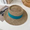 New wind beach travel holiday straw hat concave shape travel engraved handmade seaweed visor for men and women