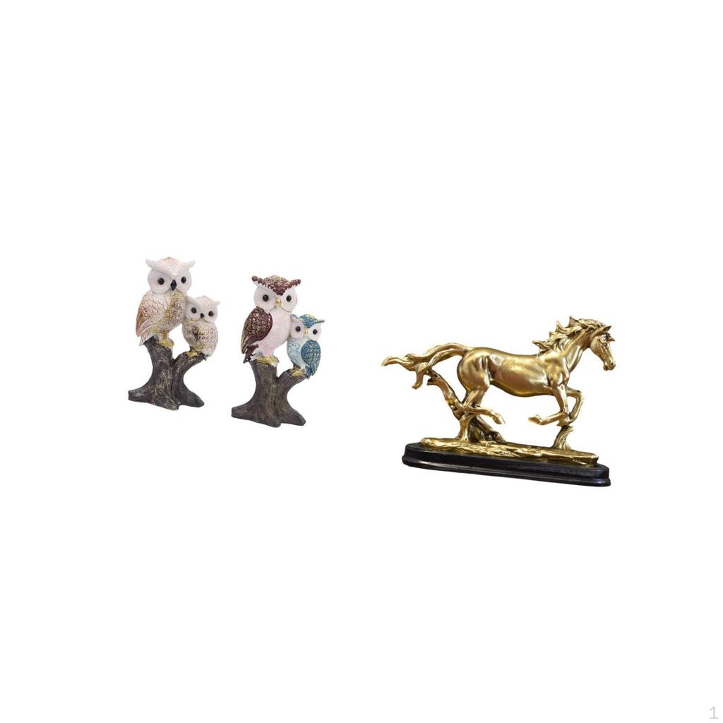 Animal Figurine Sculpture Realistic Owl And Horse Statue Collectible Art Ornament for Office Desk