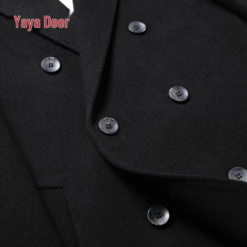 Yalu Men's Wool Blend Double-Breasted Mid-Length Coat with Detachable Down Liner