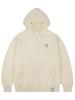 [Unisex] White Odd Flower Embroidered Hoodie_Cream