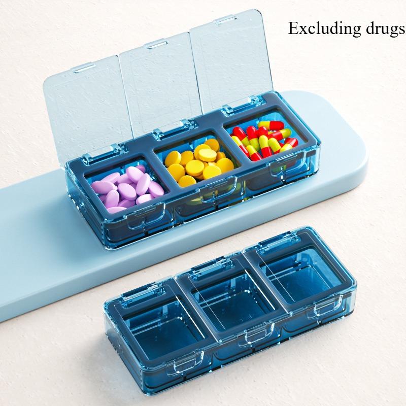 1PC Portable Three Compartment Medicine Box Storage Box with Moisture-proof Sealing for Drug Storage