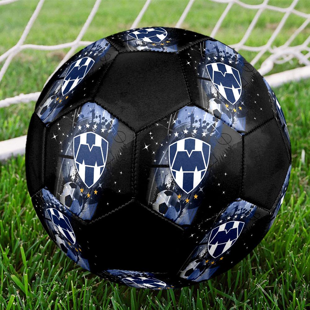 CF Monterrey Size 5 Soccer Ball, Machine-Stitched PVC, Durable & High Bounce, All Ages Fit, Fan Merchandise, Matches & Outdoor Use.