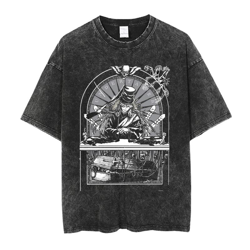 T-shirt Stampata Cool con Personaggio Michaelis Sebastian di Black Butler per Uomo Donna Magliette in Cotone Manga T-shirt Lavata Vintage T-shirt Maschile Harajuku