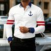 2026 New Men's Contrasting Striped Shirt Street Style Black and White Striped Slim Fit Shirt Business Casual Formal Shirt