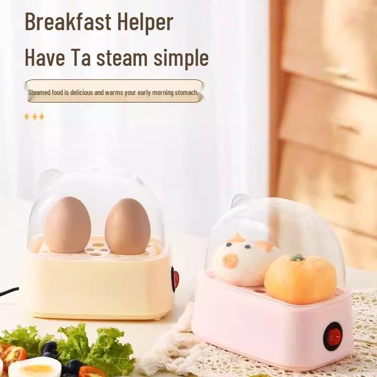 Compact Multi-Function Egg Steamer for Baby Food & Breakfast - Ideal for 1 Person or Office Use