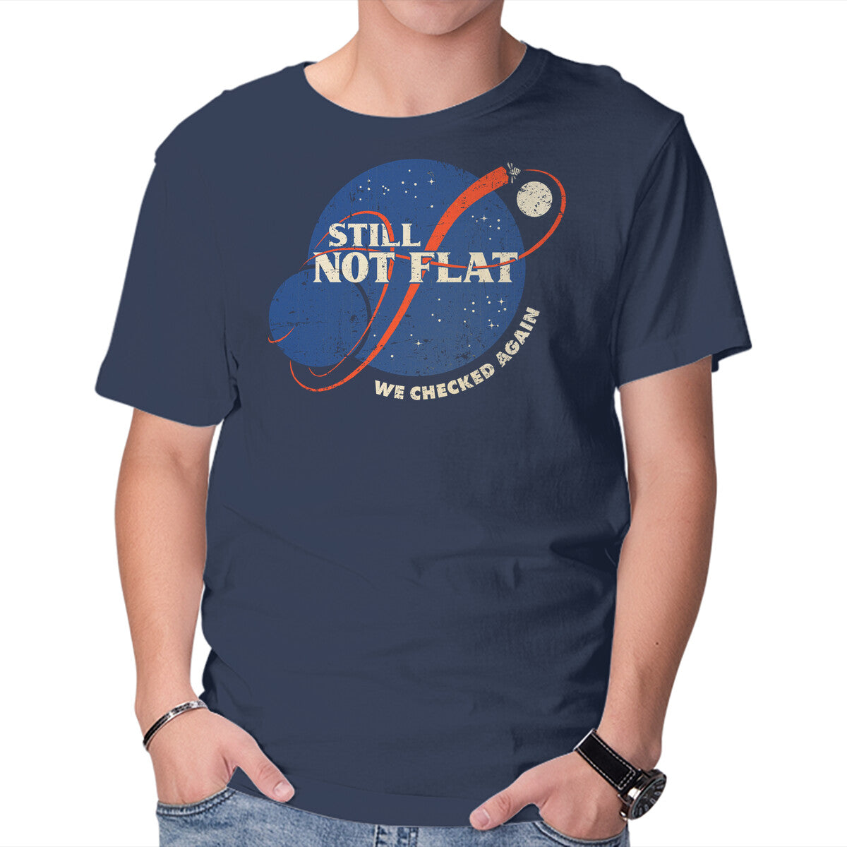 Unisex Crew Neck T-Shirt Still Not Flat Graphic Short Sleeve Casual Tee XXXL