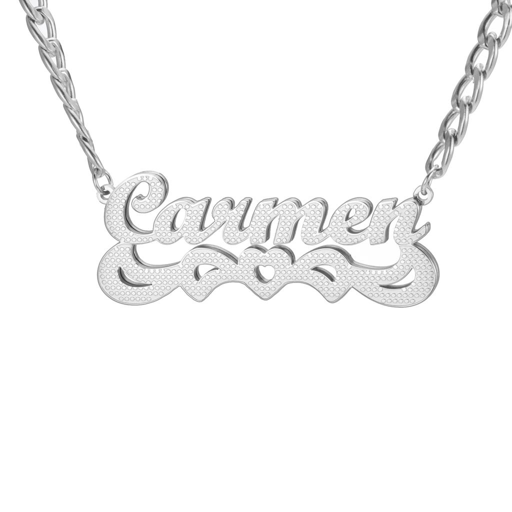 Lemegeton Custom Name Necklace Corrosion Textured Pattern Pendant Women Men Stainless steel Jewelry Personalized Party Gifts