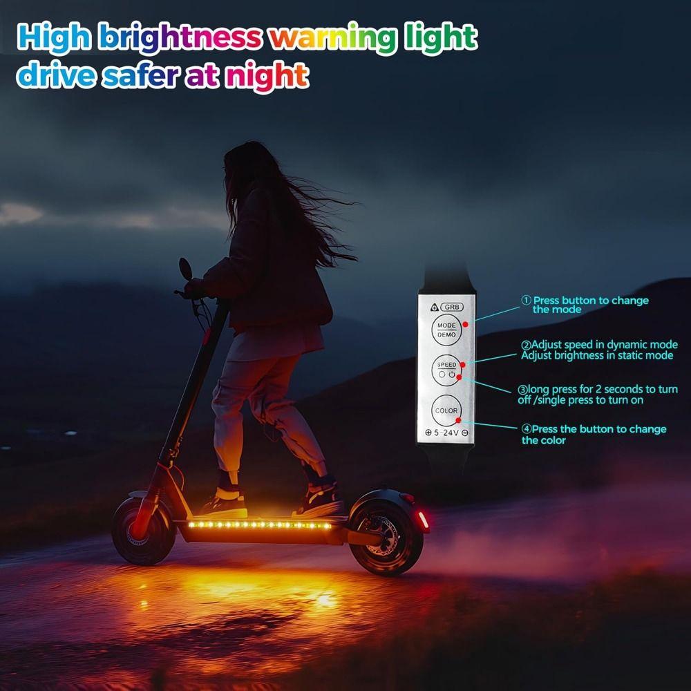 Battery Powered Scooter LED Lights Multi-Color RGB Light Strip Underglow Lights  Night Riding