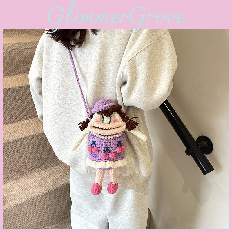 Adorable Cartoon Character Handcrafted Crochet Kids Shoulder Bag For Boys And Girls