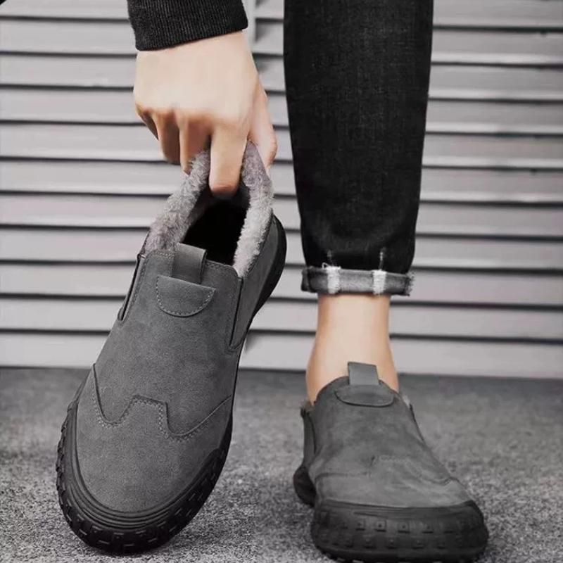 2026 New Men's Cotton Shoes Winter Fashion Shoes Men's Snow Boots Plush Thickened Comfortable and Warm Walking Shoes Boots Men