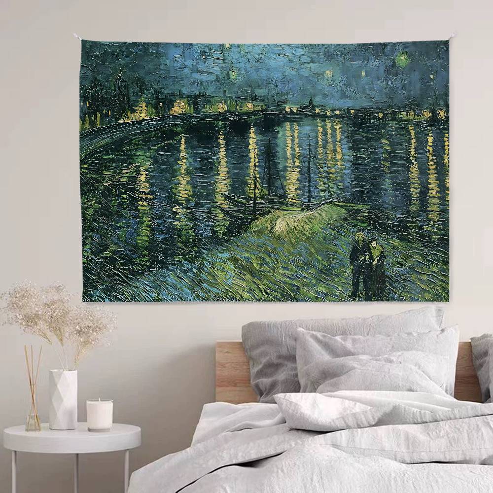 Van Gogh Oil Paintings DIY Wall Tapestry Hanging Tarot Hippie Wall Rugs Dorm Home Decor