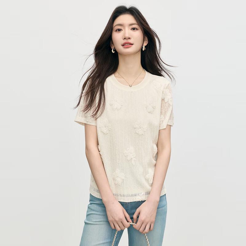 SLLSKY Korean Style 3D Flower Short Sleeve T-Shirt
