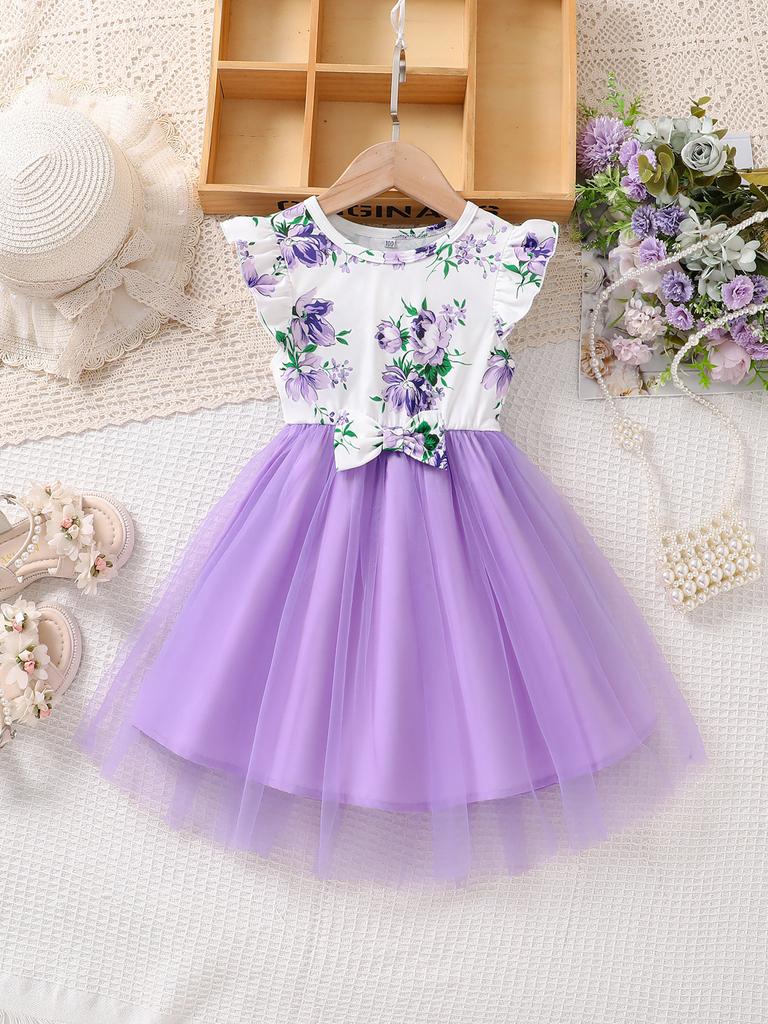 Rochie Printesa Moda Copii Vara Fete Rochie cu fundita Super Zana fara maneci