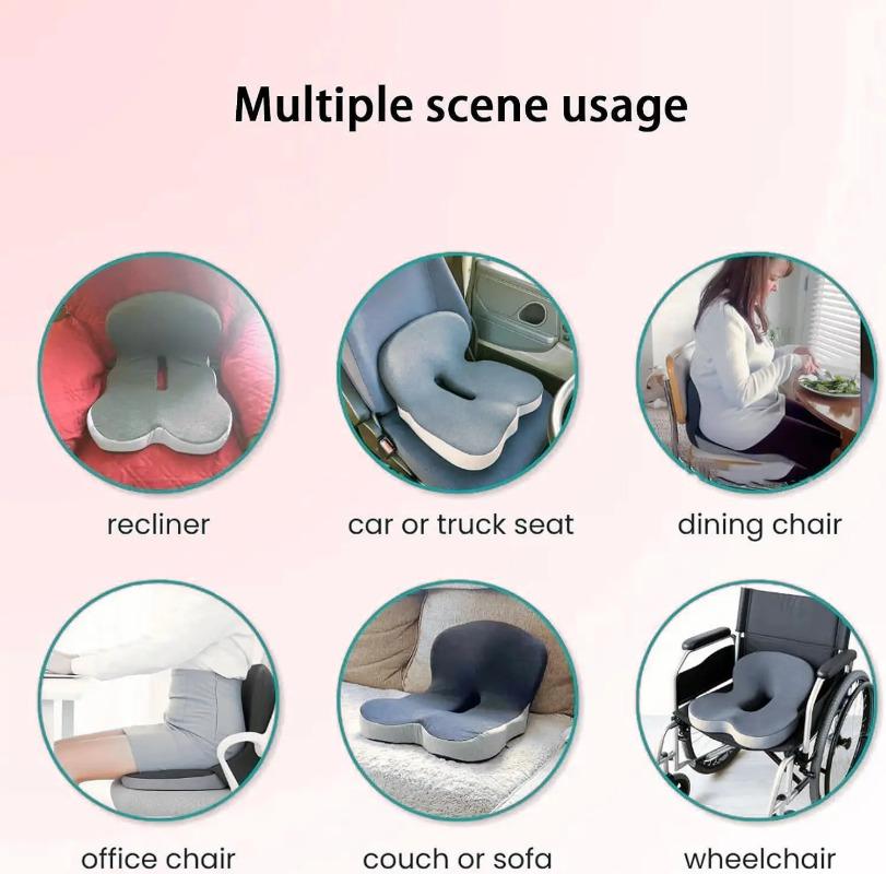 Ergonomic Office Chair Cushion with Backrest, Soft Washable Pad for Hip and Waist Relief, Supportive Seat Pillow