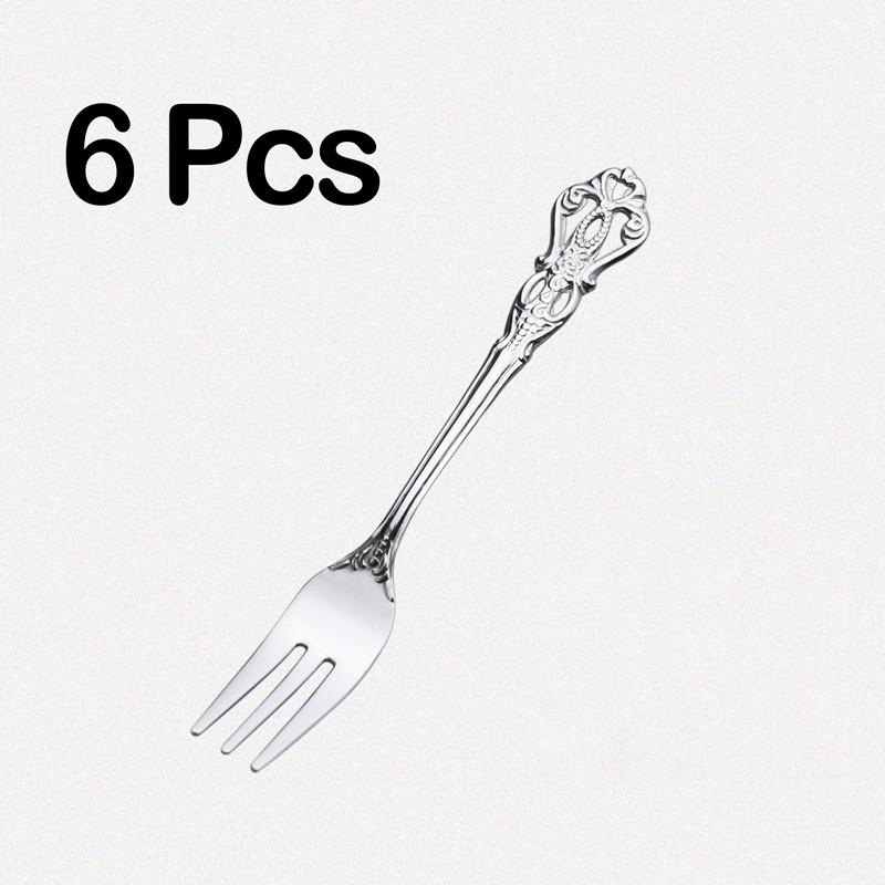 6pcs Royal Spoon Fork Set Gold Stainless Steel Luxury Dinnerware Ice Afternoon Tea Kitchen Dessert Tableware Silverware Gift
