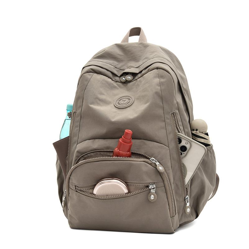 Nylon Backpack Solid Color Student School Baglarge Capacity Women's Travel Bag