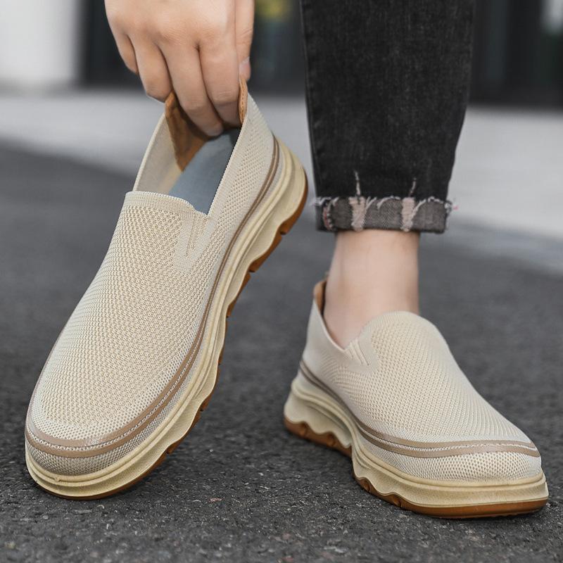 Men's Shoes One-pedal Fly-woven Casual Shoes Soft-soled Comfortable Shoes Men's Shoes Breathable and Lightweight Cloth Shoes