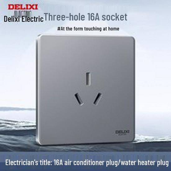 DELIXI 16A Wall Switch Socket for Air Conditioner & Computer, Household Panel, 86 Type, Starry Sky Gray.