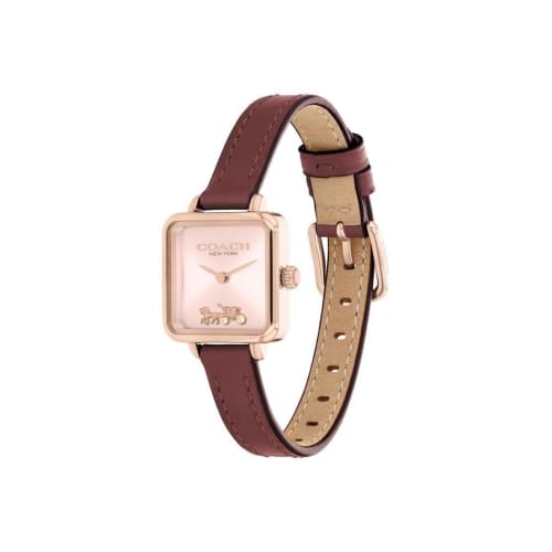 Coach Women's CASS Square Watch In Pink and Wine Red with Leather Strap (14504229)