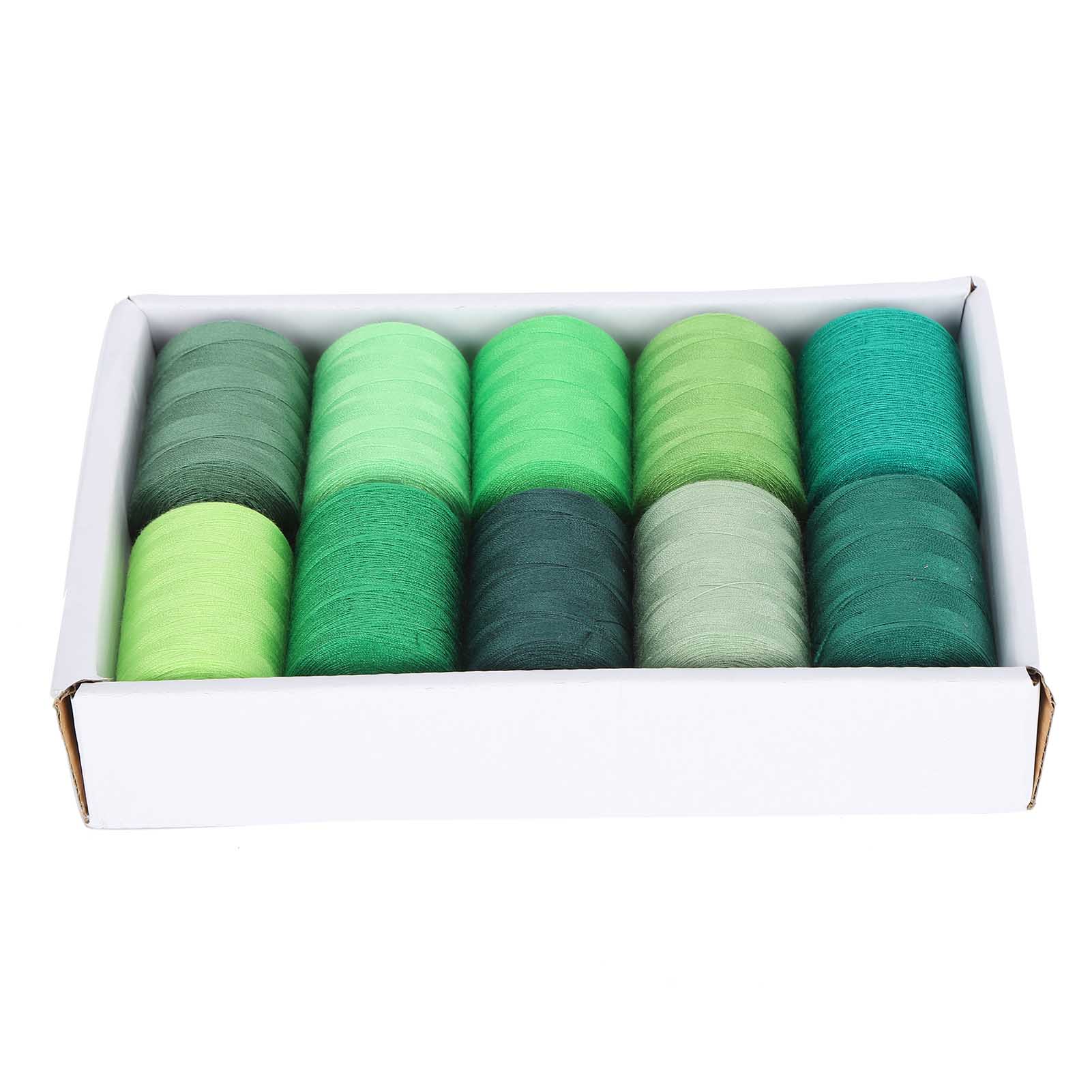 

10 рулонов зеленых швейных ниток, набор аксессуаров, 1000 ярдов на катушку для бытовой швейной машины своими руками