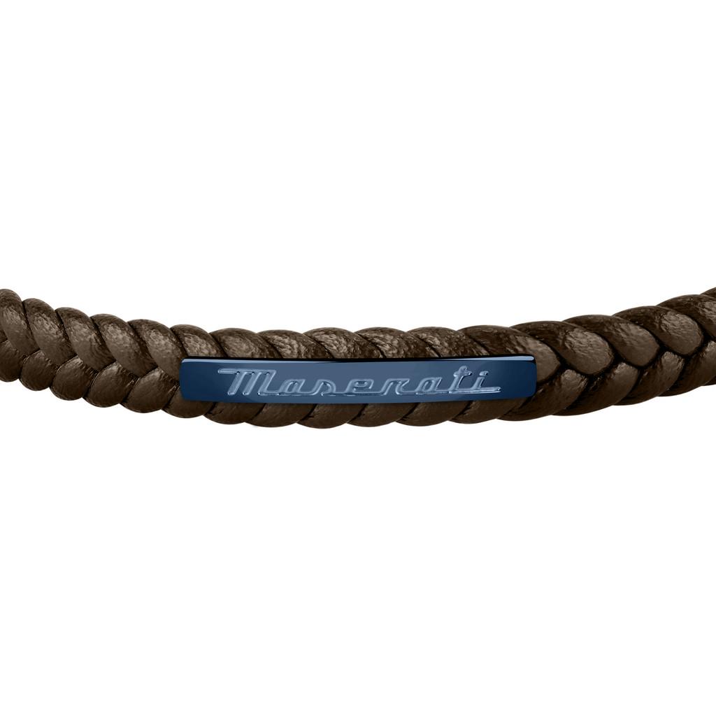 Maserati Jewels Recycled Leather And Stainless Steel Bracelet JM222AVE03- For Men