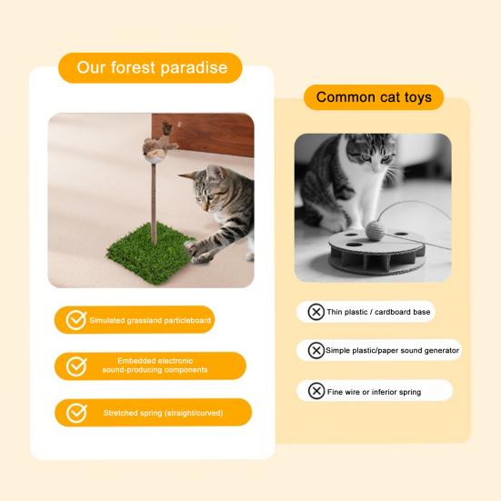 Cat Scratching Toys Spring Teaser Stick with Sound Birds Interactive Cat Toy Bite Resistant Plush Sparrow for Indoor Outdoor