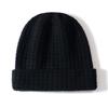 Solid Color Checkered Texture 100% Cashmere Knitted Cap Unisex Warm Winter Cap Fashionable Headscarf Style for Men And Women