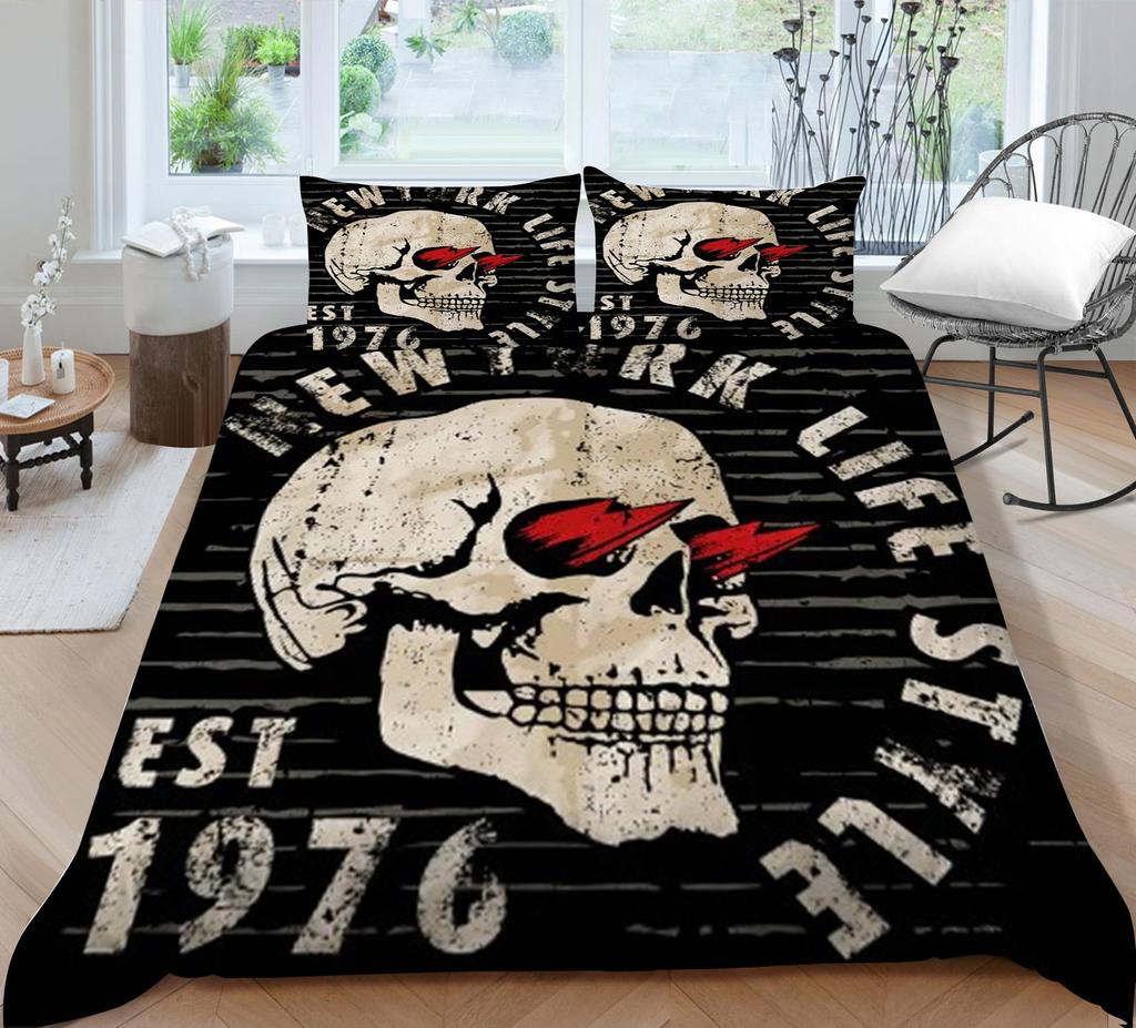 Luxury Quilt Cover Woman Man Use 3D Skull Style Bed Sets Microfiber Double Queen King Size Covers Set Home Textiles