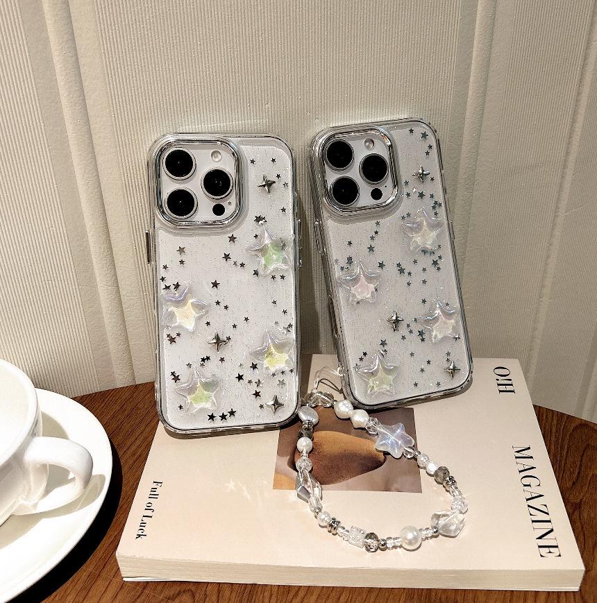 

3D Rhinestone Star Bracelet iPhone 17 Air, Apple 16 Pro Max Compatible Phone Case 14 Pro прозрачный