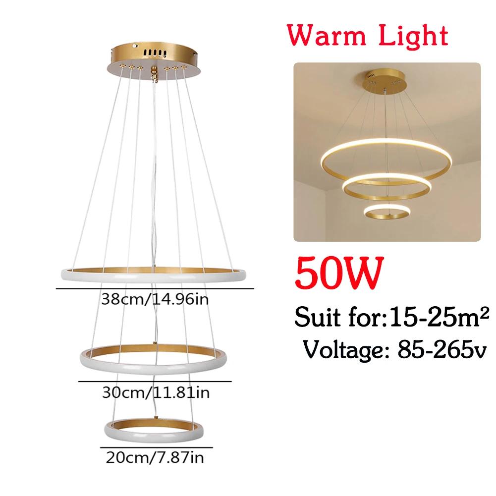 Rings Circle Ceiling Hanging Modern Luxury LED Chandelier Pendant Lights Nordic Home Light Suspensions Luminaire Home Decoration