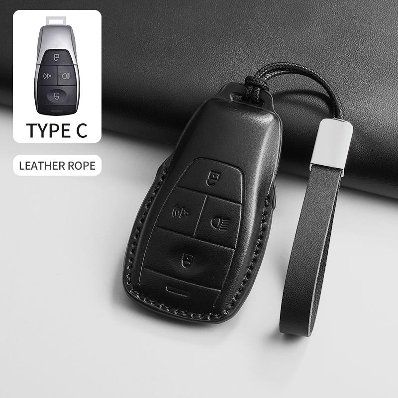 Étui en Cuir PU pour Clé de Voiture à Distance Pour Baic Moto Beijing X55 X7 Bj40 Bj60 Bj90 Coque Protectrice Anti-Rayures Garniture Accessoires black
