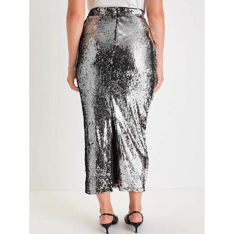 Foreign Trade Order Lu Home High Quality High Waist Slimming Sequins Sheath Gyaru Stage Style Shiny Party Split Skirt