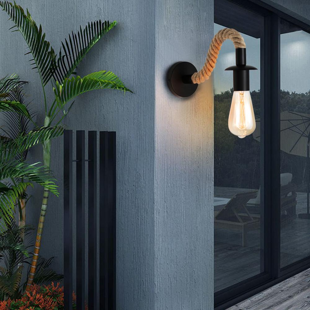 Retro Hemp Rope Industrial Loft Wall Lamp Vintage Decor Wall Light Fixtures For Living Room Indoor Sconces Lighting