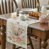Easter Bunny Table Runners Cute Easter Bunny Tablecloth Long Linen Farmhouse Dining Table Decoration Dinner Party Supplies