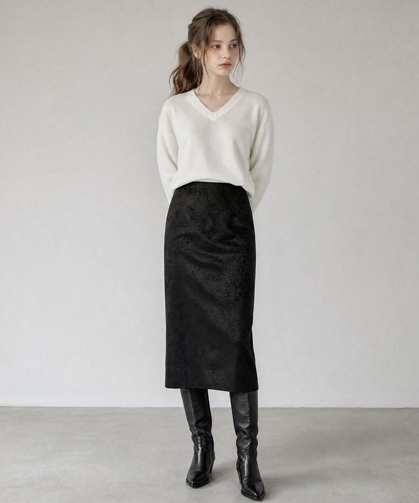 STAY WITH ME Wool Blend V-Neck Knit_Ivory