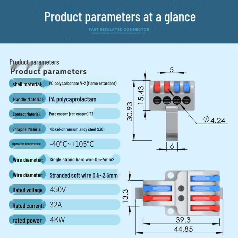 Unitek PCT-222 Multi-in/Out Quick Wiring Terminal for Soft and Hard Wire