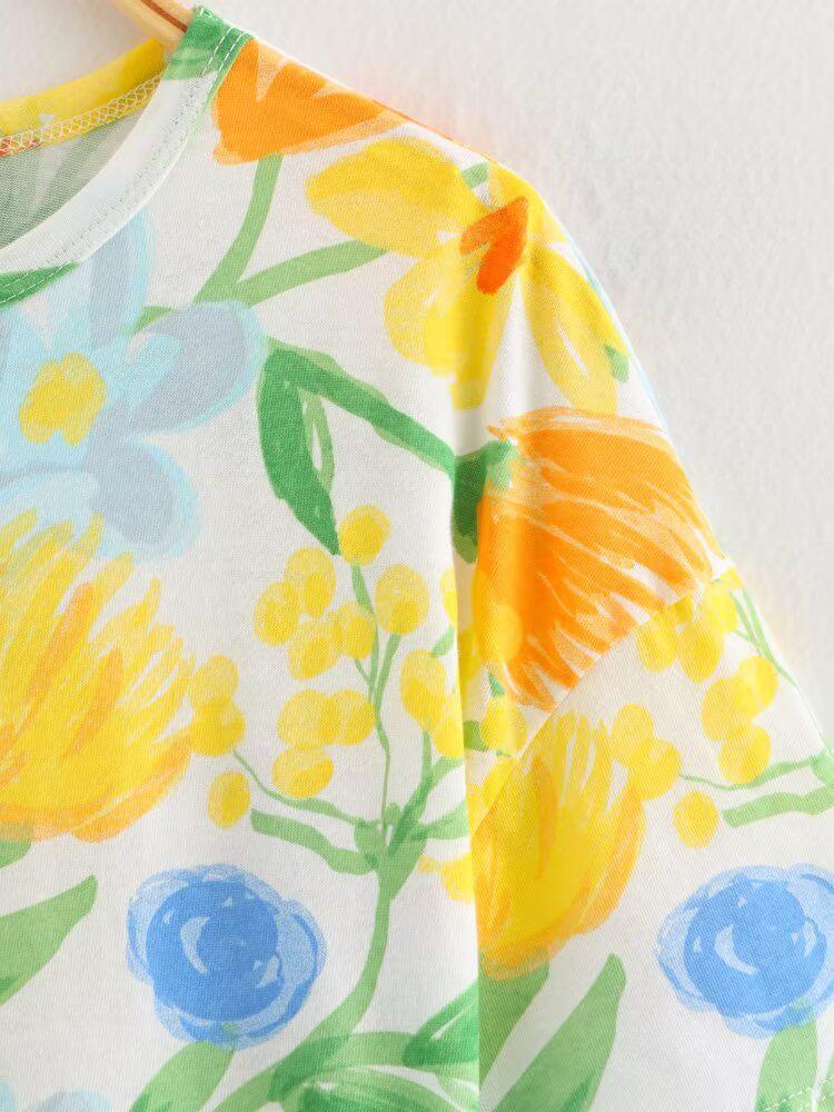 Spring 2025 Women's European & American Style Crew Neck Short Sleeve Print T-Shirt