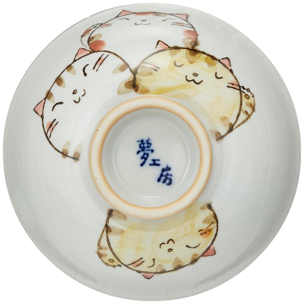 Utsuwa Roan Seto Ware Reis 12cm Yumekobo Trio die Hergestellt in "Cute Utsuwa" Schale/Teeschale, Ca.. Durchmesser, Nyan, Gelb, Japan, 091-0027