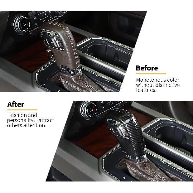 ABS Carbon Fiber Gear Shift Knob Cover Stick Shifter Cap Cover for 2015-2020 Ford F150