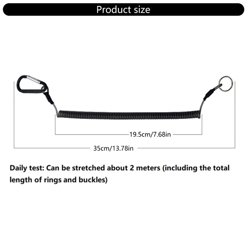 Spring Fishing Lanyard Coiled Tether with Metal Clip 35cm Safety Fishing Lanyard for Pliers Boating Fishing Heavy Duty